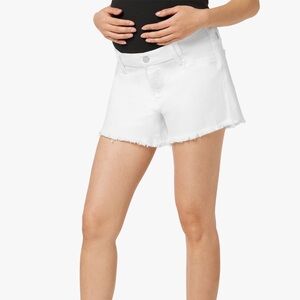 Joe’s Jeans (30) The Ozzie Maternity White Denim Mid Rise Stretch Short Fray Hem